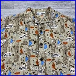 Disneyland Enchanted Tiki Room 45th Anniversary Button Up Shirt Size Large