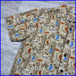 Disneyland Enchanted Tiki Room 45th Anniversary Button Up Shirt Size Large