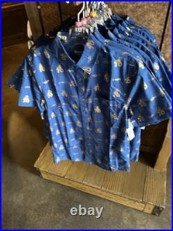 Disneyland Exclusive 70th Anniversary Blue And Gold Button Up Medium Disneyland Exclusive 70th Anniversary Blue And Gold Button Up Medium