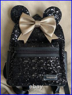 Disneyland Hong Kong 15th Anniversary Black Sequin Backpack NOT LOUNGEFLY & Ears