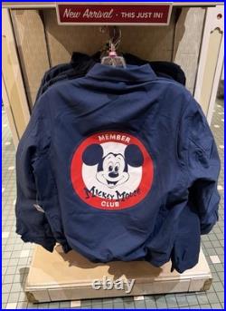 Disneyland Mickey Mouse Club Member 70th Anniversary Jacket Navy Zip Up LG