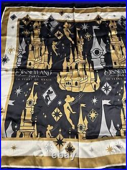 Disneyland Paris 30th Anniversary Tinkerbell Castle 100% Silk Scarf New