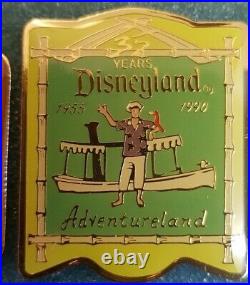 Disneyland Pin Set 35th Anniversary Cast 1990 Lands Set of 8 pirates Box Disney