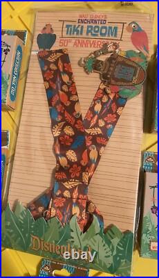 Disneyland Pins Set Enchanted Tiki Room 50th Anniversary Mystery pins+ Lanyard