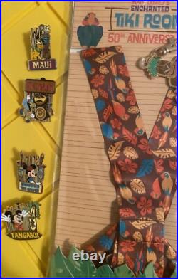 Disneyland Pins Set Enchanted Tiki Room 50th Anniversary Mystery pins+ Lanyard