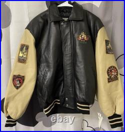 Disneyland Resort 50th Anniversary Leather Jacket Mickey Mouse Black Beige S