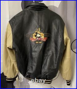 Disneyland Resort 50th Anniversary Leather Jacket Mickey Mouse Black Beige S