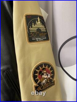 Disneyland Resort 50th Anniversary Leather Jacket Mickey Mouse Black Beige S