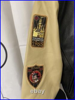 Disneyland Resort 50th Anniversary Leather Jacket Mickey Mouse Black Beige S