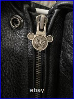 Disneyland Resort 50th Anniversary Leather Jacket Mickey Mouse Black Beige S