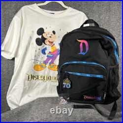 Disneyland Resort 70th Anniversary Bundle Backpack, Pin & Mickey T-Shirt L NEW