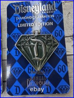 Disneyland Resort Pin Set Of 9 Diamond Anniversary LE3000 Annual Passholder