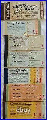 Disneyland Ticket Books (8) Used Jr. Booklet & 25th Anniversary Vintage 1970s