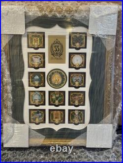 Exclusive CLUB 33 Emerald Anniversary Complete Pin Set Framed by Disneyland