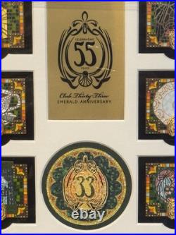 Exclusive CLUB 33 Emerald Anniversary Complete Pin Set Framed by Disneyland