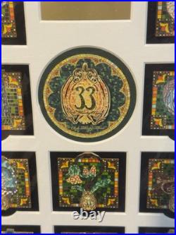 Exclusive CLUB 33 Emerald Anniversary Complete Pin Set Framed by Disneyland