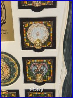 Exclusive CLUB 33 Emerald Anniversary Complete Pin Set Framed by Disneyland
