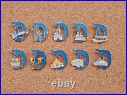 Key To Disneyland 70th Anniversary Gold Glitter D 10-Pin Complete Set