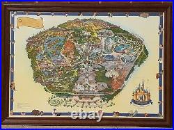 LARGE 2005 DISNEYLAND 50th ANNIVERSARY PARK MAP FRAMED DISNEY COLLECTIBLE