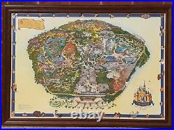 LARGE 2005 DISNEYLAND 50th ANNIVERSARY PARK MAP FRAMED DISNEY COLLECTIBLE