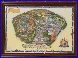 LARGE 2005 DISNEYLAND 50th ANNIVERSARY PARK MAP FRAMED DISNEY COLLECTIBLE