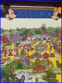 LARGE 2005 DISNEYLAND 50th ANNIVERSARY PARK MAP FRAMED DISNEY COLLECTIBLE