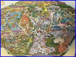 LARGE 2005 DISNEYLAND 50th ANNIVERSARY PARK MAP FRAMED DISNEY COLLECTIBLE