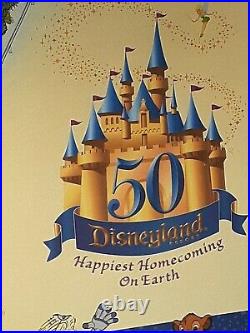 LARGE 2005 DISNEYLAND 50th ANNIVERSARY PARK MAP FRAMED DISNEY COLLECTIBLE