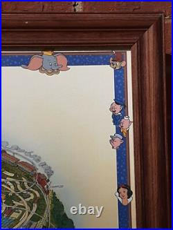 LARGE 2005 DISNEYLAND 50th ANNIVERSARY PARK MAP FRAMED DISNEY COLLECTIBLE