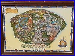 LARGE 2005 DISNEYLAND 50th ANNIVERSARY PARK MAP FRAMED DISNEY COLLECTIBLE