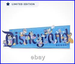 LE 1000 Mickey and Friends Disneyland Logo 70th Anniversary Jumbo Pin IN Hand