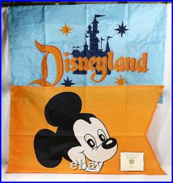LOT 2 DISNEYLAND 50TH ANNIVERSARY OFFICIAL FLAGS 2005 With COA Mickey Mouse