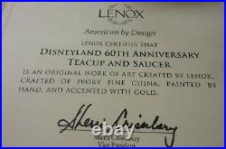 Lenox Disney DISNEYLAND 60TH ANNIVERSARY DIAMOND TEA CUP & SAUCER SET NEW