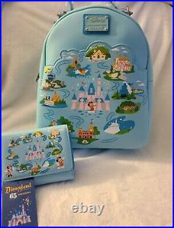 Loungefly Disneyland 65th Anniversary Convertible Mini Backpack & Wallet Set NWT