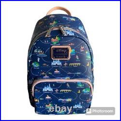 Loungefly Disneyland 65th Anniversary Disney Park Map Convertible Mini Backpack