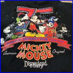 Mickey Mouse Disneyland 75th Anniversary Leather Jacket 6 Patches XL Euc