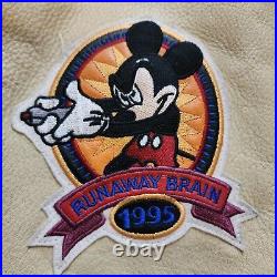 Mickey Mouse Disneyland 75th Anniversary Leather Jacket 6 Patches XL Euc