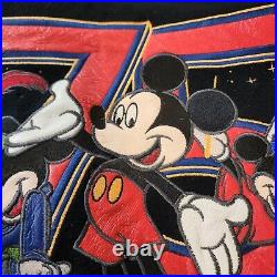 Mickey Mouse Disneyland 75th Anniversary Leather Jacket 6 Patches XL Euc