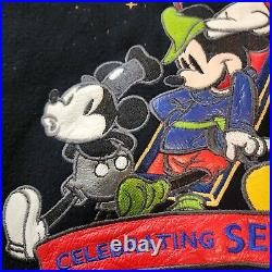 Mickey Mouse Disneyland 75th Anniversary Leather Jacket 6 Patches XL Euc