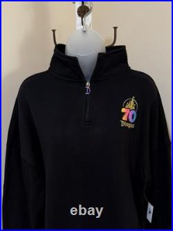NEW DISNEYLAND 70th ANNIVERSARY ¼ ZIP PULLOVER IRIDESCENT SWEATSHIRT SIZE SMALL
