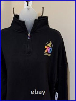 NEW DISNEYLAND 70th ANNIVERSARY ¼ ZIP PULLOVER IRIDESCENT SWEATSHIRT SIZE SMALL
