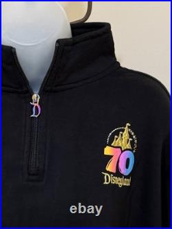 NEW DISNEYLAND 70th ANNIVERSARY ¼ ZIP PULLOVER IRIDESCENT SWEATSHIRT SIZE SMALL