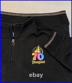NEW DISNEYLAND 70th ANNIVERSARY ¼ ZIP PULLOVER IRIDESCENT SWEATSHIRT SIZE SMALL