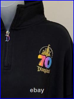 NEW DISNEYLAND 70th ANNIVERSARY ¼ ZIP PULLOVER IRIDESCENT SWEATSHIRT SIZE SMALL