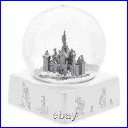 NEW! Disney Parks Sleeping Beauty Castle Snow Globe 100th Anniversary Platinum