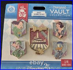 NEW- Disneyland Vault Collection LE 70th Pin Set 1/4 Anniversary Flaw