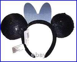 New Disneyland 60th Anniversary Minnie Mouse Blue Gemstones Bow Ear Headband