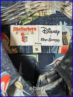 New Disneyland Club 33 Matterhorn 65th Ann. Reyn Spooner Tiki Shirt X-LARGE XL