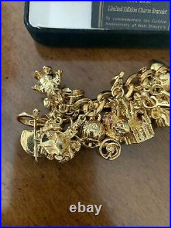 New Disneys Cinderella 50th Anniversary Limited Edition Gold Charm Bracelet COA