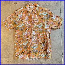 RARE Disneyland 50th Anniversary Attractions M Button up Retro Shirt SHAG USA